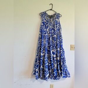 Lane Bryant Blue and White Patterned Dress
